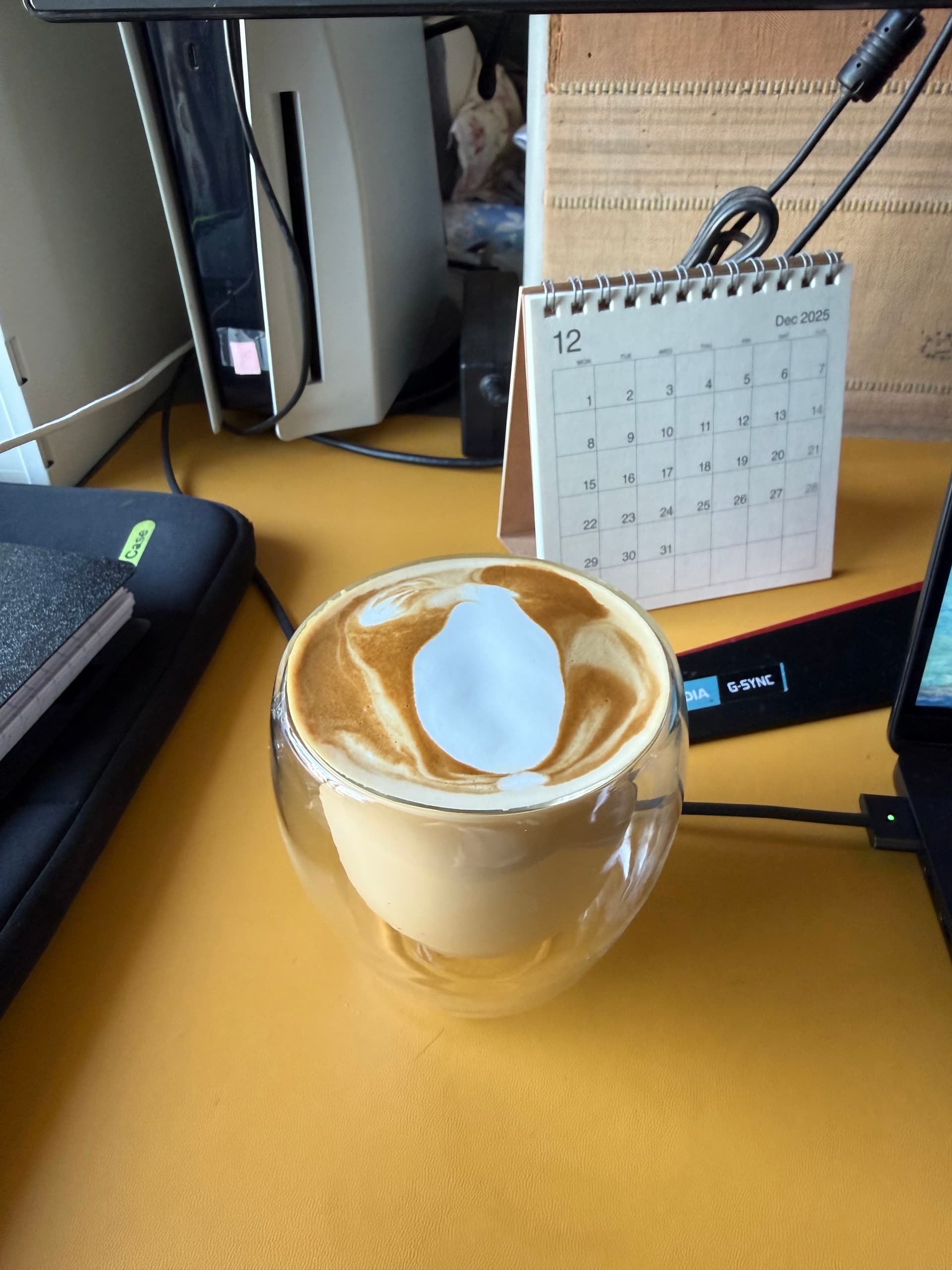 Latte art from December 12, 2025